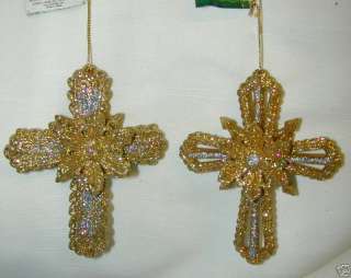 CHRISTMAS 5GOLD/SILVER 3D CROSS ST.OF 2 ORNS NEW  
