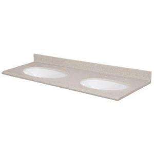 61 in. Solid Surface Double Bowl Vanity Top in Sandstone with 