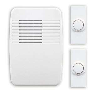 Heath Zenith Wireless White Plug In Door Chime Kit With 2 Push Buttons 