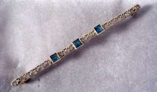   Gold Vintage Blue Sapphire Bar Pin, 1.9 grams Scrap or Wear  