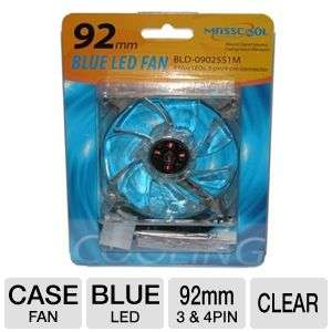 Masscool 92mm Blue LED Case Fan   Sleeve bearing, 3 pins/4 pins at 