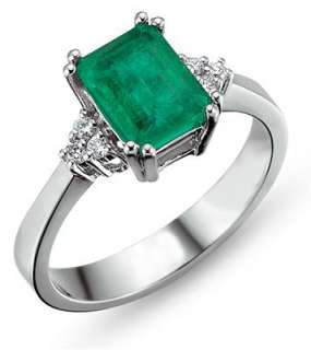 Goldring Smaragd Diamant Brillant Gold Smaragdring 585 Weissgold Ring 