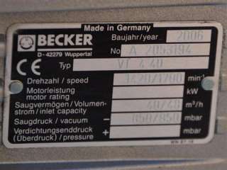 Becker Vakuumpumpe VT 4.40 VT4.40 Baujahr 2006  