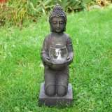 Buddha Windlicht Dekofigur Skulptur   H44cm grau braun