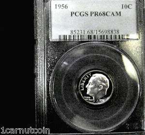 1956 Gem Cameo Roosevelt*DCAM Obverse*PCGS PR68 CAMEOA PURE WHITE 