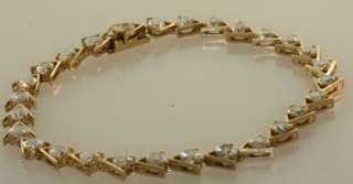 14k yellow gold cz tennis bracelet vintage estate  