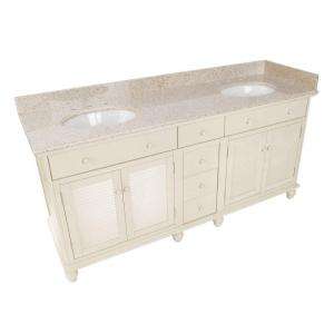 Foremost Cottage 72 in. Vanity in Antique White with Granite Vanity 