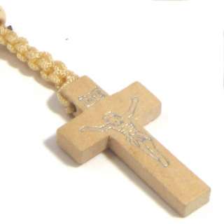 Rosenkranz III Kette Kreuz Anhänger JESUS Holz 9009  