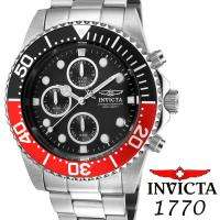 MEN $495 INVICTA 1770 PRO DIVER CHRONOGRAPH BLACK DIAL STAINLESS STEEL 