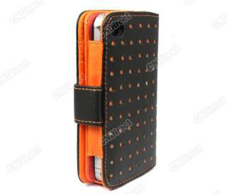   Pouch Color Dot Wallet Case Cover Card Holder For iphone4 4S 4G  