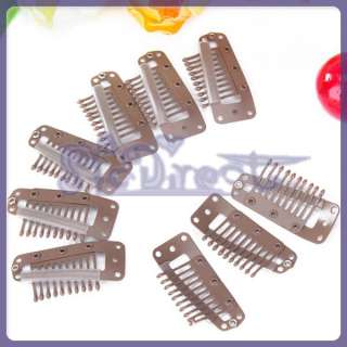   10 Teeth Toupee Clip Snap Clip w/ Rubber Back Hair Extension Coffee