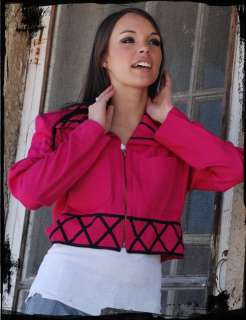 Vintage 80s Hot Pink Short Bolero Shoulder Pads Jacket  