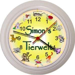 Lucky Clocks Namenswanduhr + Vorname Tierwelt weiß Wanduhr Tiere 