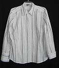 Ann Taylor White Pinstripe Semi Fitted Career Shirt Top Sz 18 Stretch 