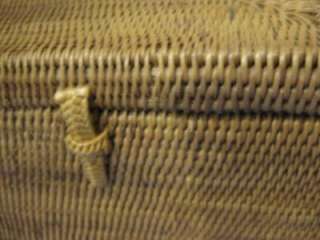 vtg 30s Woven Pine Needle Straw Basket Box Purse  