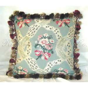  Blue Brocade Bouquet Pillow