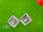 18KT SOLID WHITE GOLD NATURAL EARTH DIAMOND EARRINGS $1
