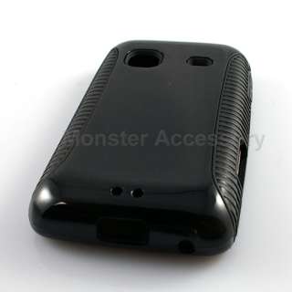 Black Dual Flex Hard Case Gel Cover For Samsung Galaxy Prevail