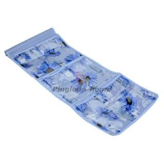 Blue 6 Pocket Sunflower Pattern PVC Durable Wall Hanging Storage Bag 
