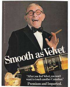 RARE 1983 Black Velvet Whisky Ad George Burns  