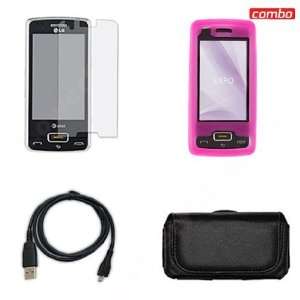  LG eXpo/GW820 Combo Trans. Hot Pink Silicon Skin Case 