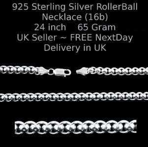 Sterling Silver 925 Roller Ball Necklace 24 65 G (16B)  