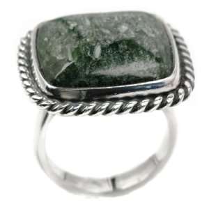  Seraphinite and Sterling Silver Square Ring Size 9 Ian 