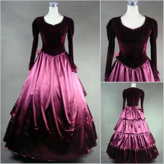 Corset Dress on Freeship Wine Velet Victorian Corset Gothic Civil War Dress Ball Gown