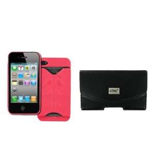  Apple iPhone 4 / 4S Black Leather Case Pouch with Belt Clip and Belt 