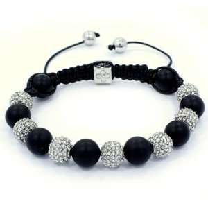  () High Quality BLACK Agate & Crystal beads 