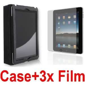  BLACK LEATHER CASE FOR IPAD 2+(3)SCREEN PROTECTOR FOR IPAD 