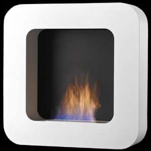 Safretti Curva BL White Wall Mount Indoor/Outdoor Bio Fireplace with 