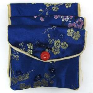  4 3x3.25 silk jewelry pouch coin gift bag dark blue