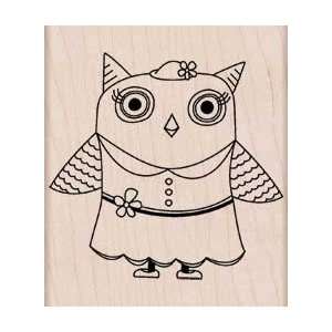  Girl Owl Wood Mounted Rubber Stamp (K5160) Arts, Crafts 