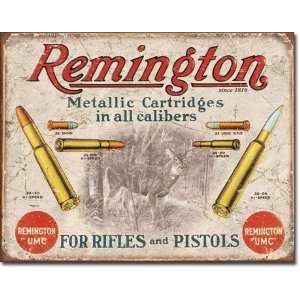  REM   For Rifles & Pistols Metal Tin Sign 16Wx12.5H 