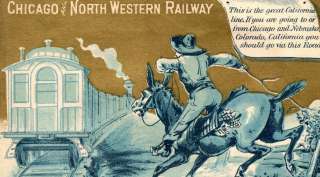Chicago Northwestern Railway Cowboy Train ad trade card  