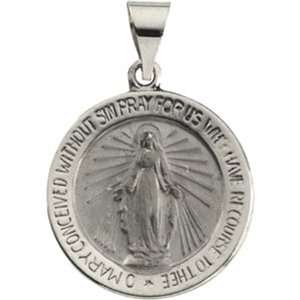  14K White Gold Virgin Mary Medal   18.25 Mm GEMaffair 