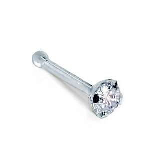   03ct Diamond  950 Platinum Nose Ring Bone / Stud  16 Gauge Jewelry