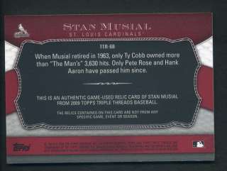 2009 Triple Threads Stan Musial Authentic Game Used Jersey Relic 05/36 
