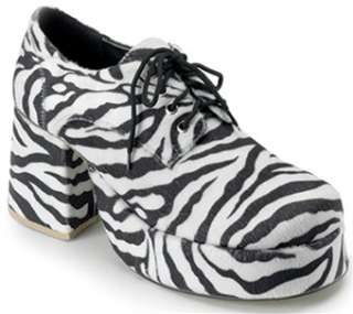Mens Pimp Costume 70s Disco Zebra Platform Shoes 885487315850  