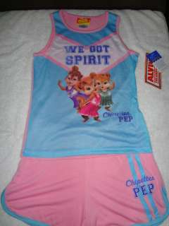 Alvin and The Chipmunks~The Chipettes 2pc Girls Shorts Pajamas L 10 12 