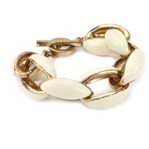 Anne Klein Zelda Gold Tone Ivory Enamel Link Bracelet