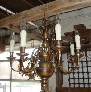 Antique / Vintage Brass 8 Light Chandelier   32 tall  