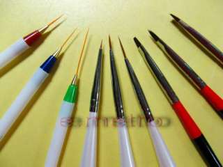 Set 9pcs Nail Art Design Painting Draw Liner Pens Brush  