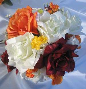 21pc Bridal bouquets wedding flower ORANGE/YELLOW/FALL  