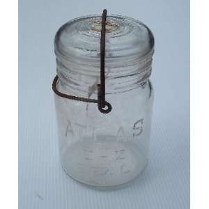  Antique Atlas E Z Seal Pint Canning Jar with Wire Bail and 