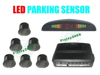 Black 6 Car LED Reverse Parking Sensors 2 Front 4 Rear  