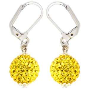   Diamond Crystal CZ Pave Disco Ball Iced Out Earrings (Yellow) Jewelry