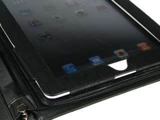 Bundle Monster Apple iPad 2 Black Synthetic Leather Zipper Folder Case 