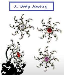 Reverse Hinge Navel Belly Button Ring Star Sunburst Piercing *469 